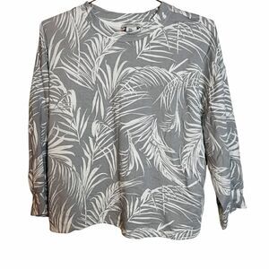 NWOT Rachel Zoe Grey Palm Print Boxy Top Medium